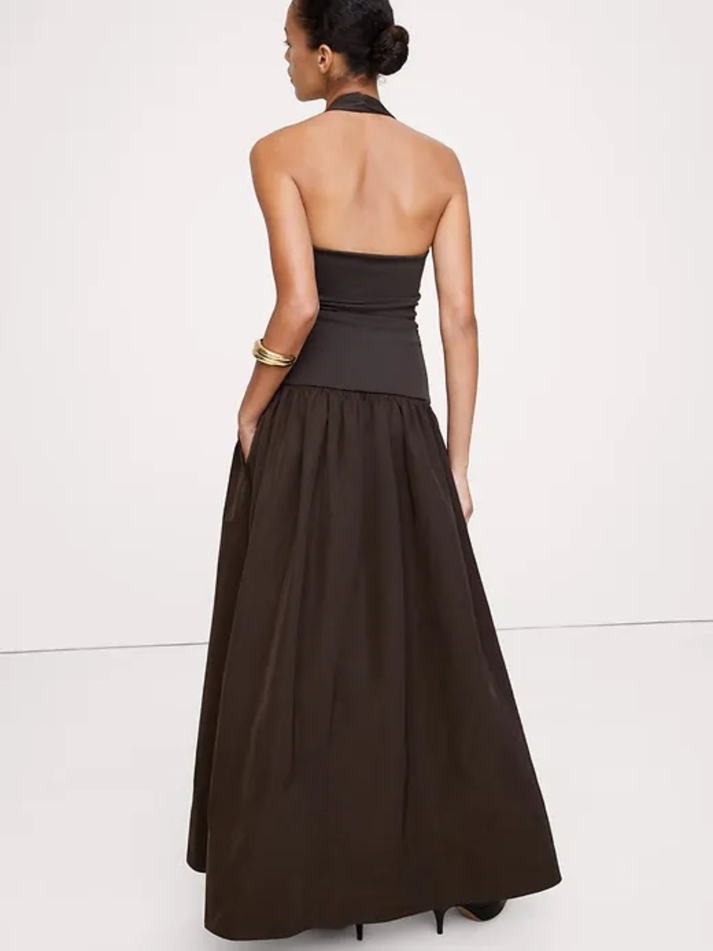 NWT! Banana Republic Jersey & Taffeta Mixed Media Halter Maxi Dress - #852081 - Picture 2 of 4